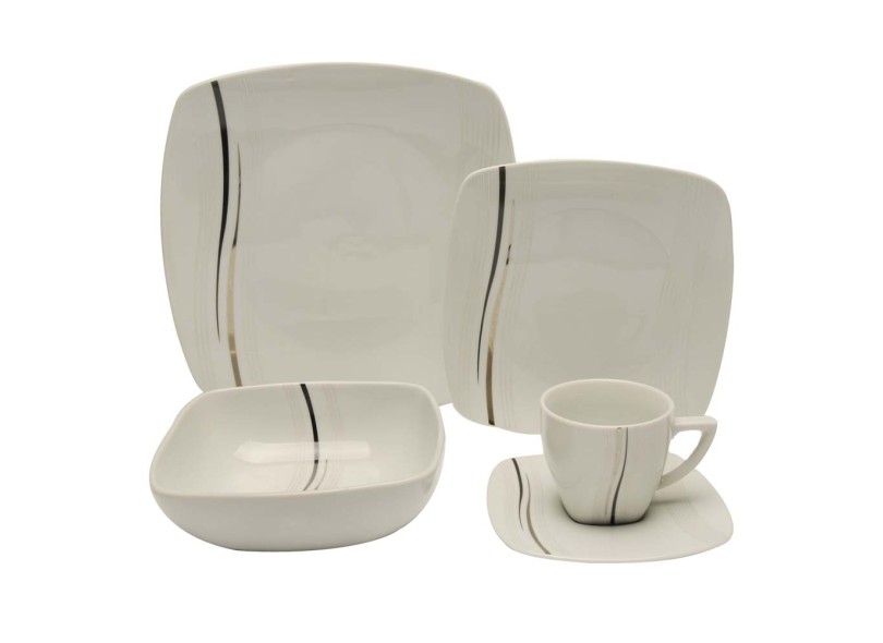 Aparelho de Jantar Quadrado de Porcelana 20 peças - Bianco & Nero 05160013