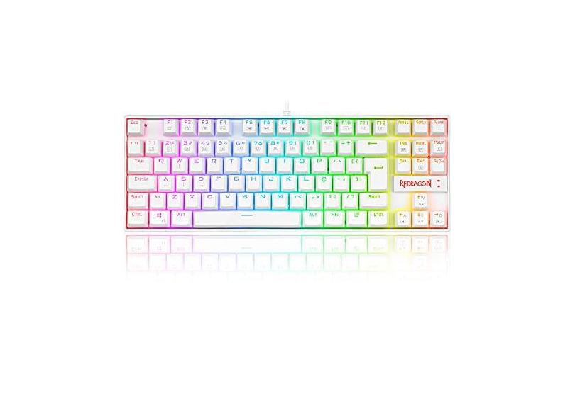 Teclado Gamer Redragon Kumara Lunar White RGB Switch Vermelho K552W-RGB