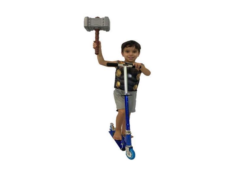Patinete Dobrável Alumínio 2 Rodas Radical + Fantasia Thor - DM Toys