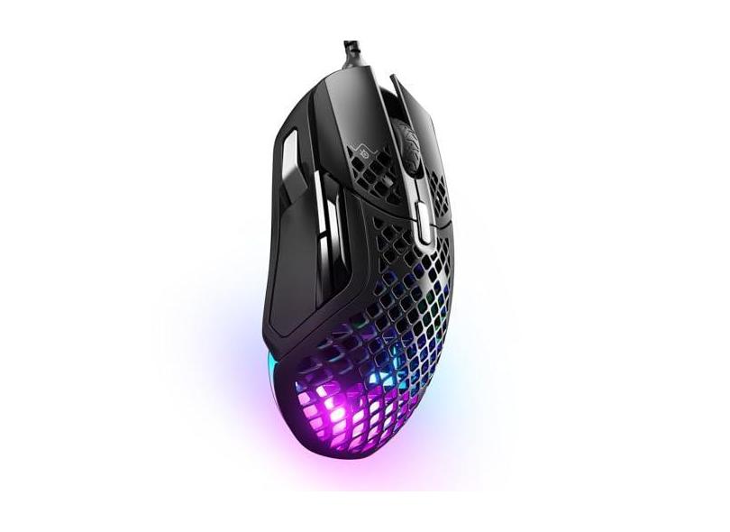 SteelSeries Aerox 5 - Mouse para jogos Holey RGB - Design ultraleve resistente à água - Sensor óptico TrueMove Air 18K DPI