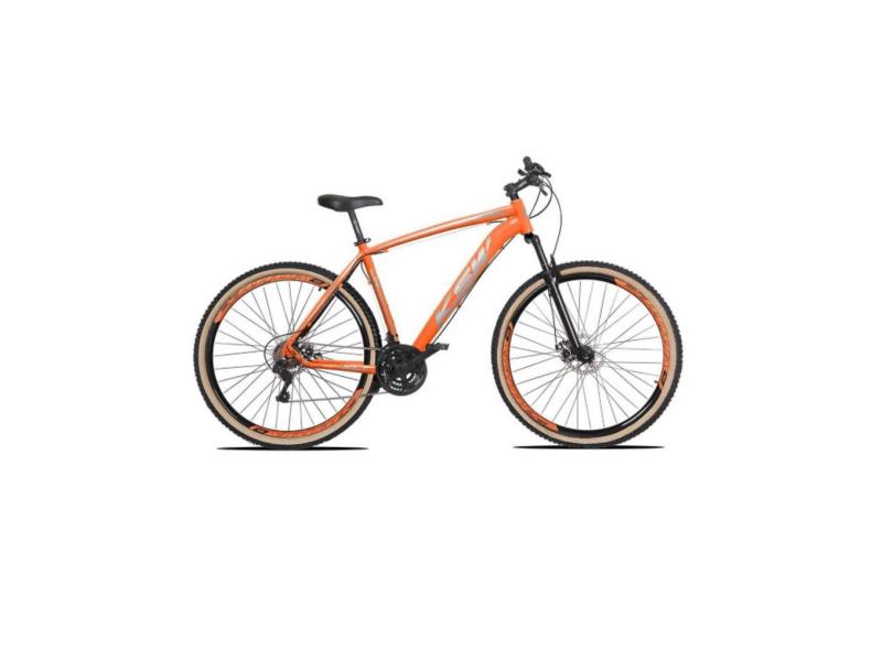 Bicicleta Aro 29 Ksw Xlt 24v Freio a Disco Garfo Com Suspensão Mtb 29 Alumínio Pneu com Faixa Bege - Laranja