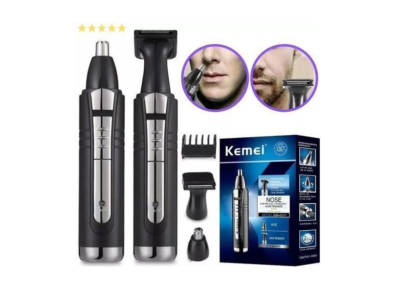 Barbeador Portátil Kemei 2 Em 1 Nariz Ouvido Barba Km-6511 T