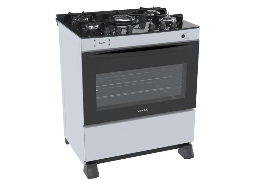 Fogao a Gas 5 Bocas Venax Gaudi Vitreo Branco