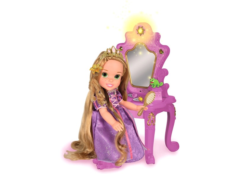 Boneca Princesas Disney Rapunzel Penteadeira Encantada  Long Jump
