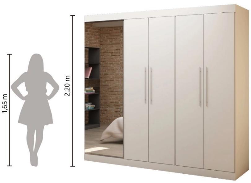 Guarda-Roupa Casal 5 Portas 4 Gavetas com Espelho Magnífico Gelius Móveis