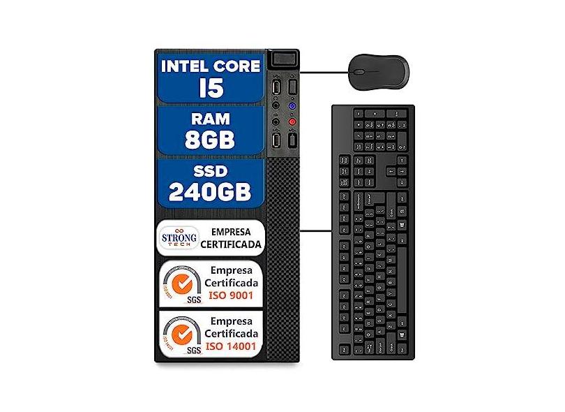 Computador Pc Intel Core i5 8GB SSD 240GB Hdmi Teclado e Mouse Cpu Desktop Strong Tech