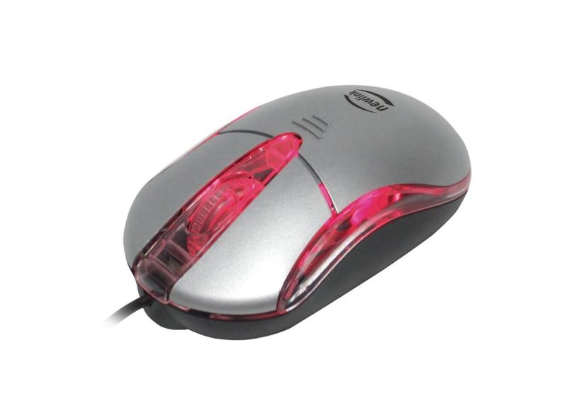 Mouse Óptico Led USB 1200dpi Com 3 Botões Prata Newex