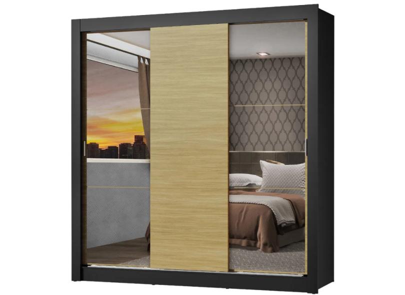 Guarda-Roupa Casal 3 Portas 2 Gavetas com Espelho Lyon 2E Madesa