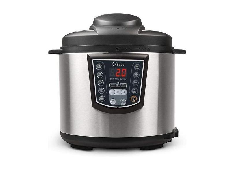 Panela Elétrica Pressão 6 Litros Midea Cor Inox Com Preto 220v Panela de Pressão Elétrica Midea PPA72