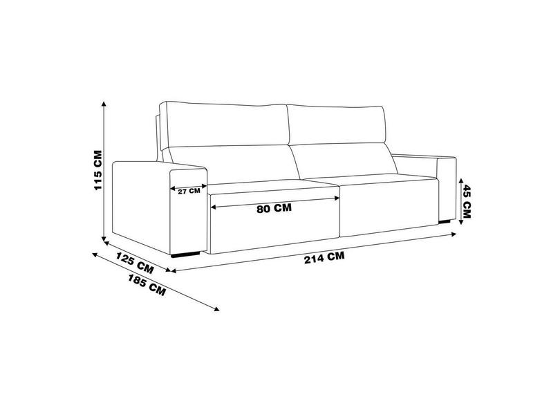 Sofá Retrátil Leonel 214cm Gran Belo
