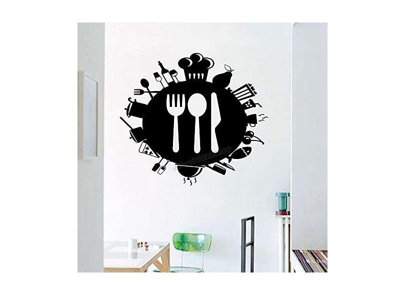 Inglês Slogan Adesivo de Parede, Faca e Garfo, Cozinha, Sala, Quarto,  Estudo, Geladeira, Decoração, 2pcs