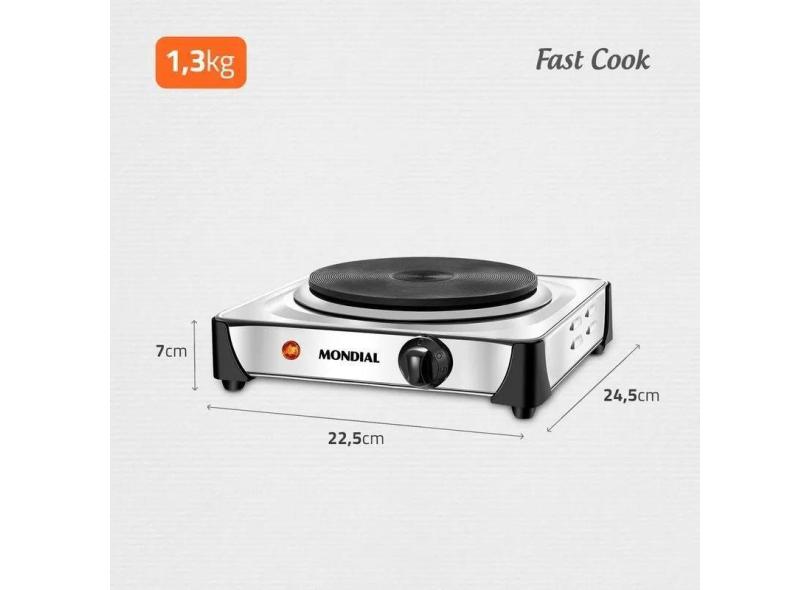 Fogão Elétrico Fast Cook 1 Queimador 127V 1000W Mondial