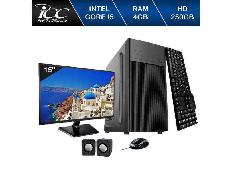 Computador ICC Intel Core I5 3.20 ghz 4GB HD 250GB Kit Multimídia HDMI FULLHD Monitor LED