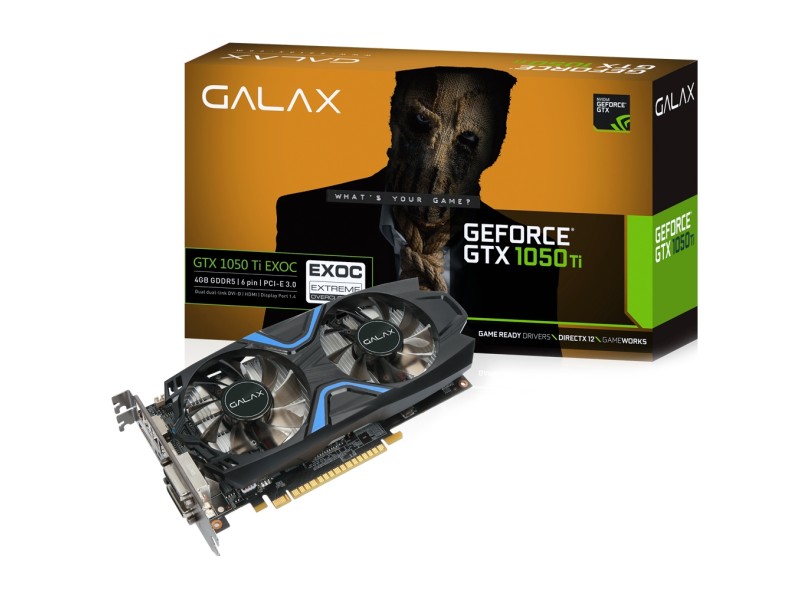 Placa de Video NVIDIA GeForce GTX 1050 Ti 4 GB GDDR5 128 Bits Galax 50IQH8DVN6EC