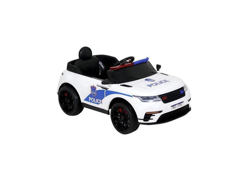 Carrinho Elétrico De Polícia Drift 12V Branco Com Controle Remoto P/ C