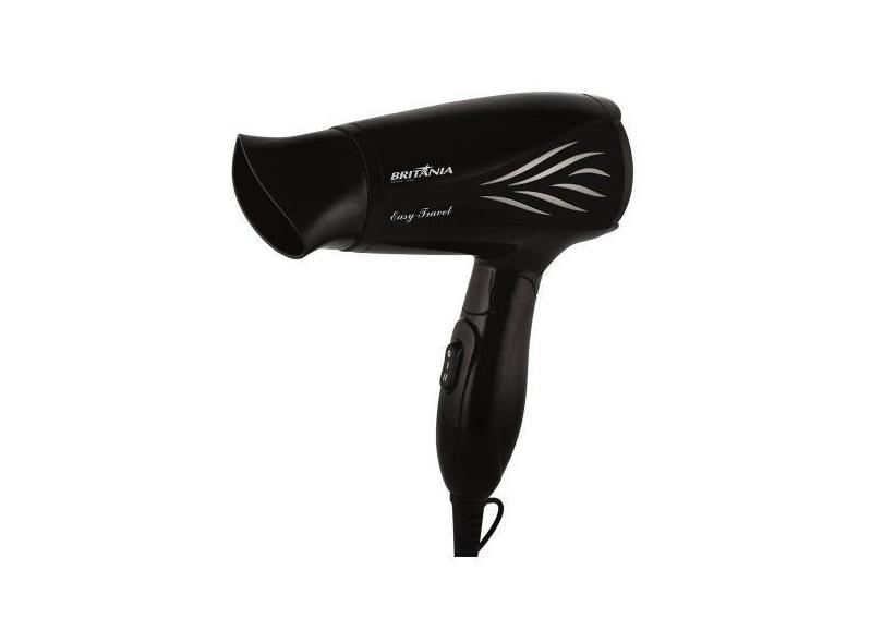 Secador de Cabelo BritAnia Travel 2 Velocidades, Preto, Bvolt