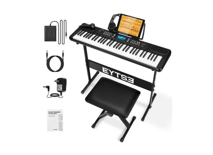 Teclado e piano EYTSE de 61 teclas para iniciantes com LCD de 300 tons