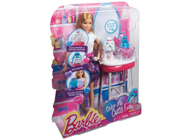 Boneca Barbie Family Cão Banho de Cores Mattel