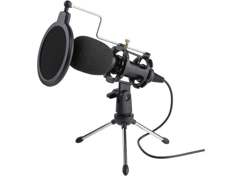 Kit Microfone Condensador Profissional Podcast Mesa De Som em