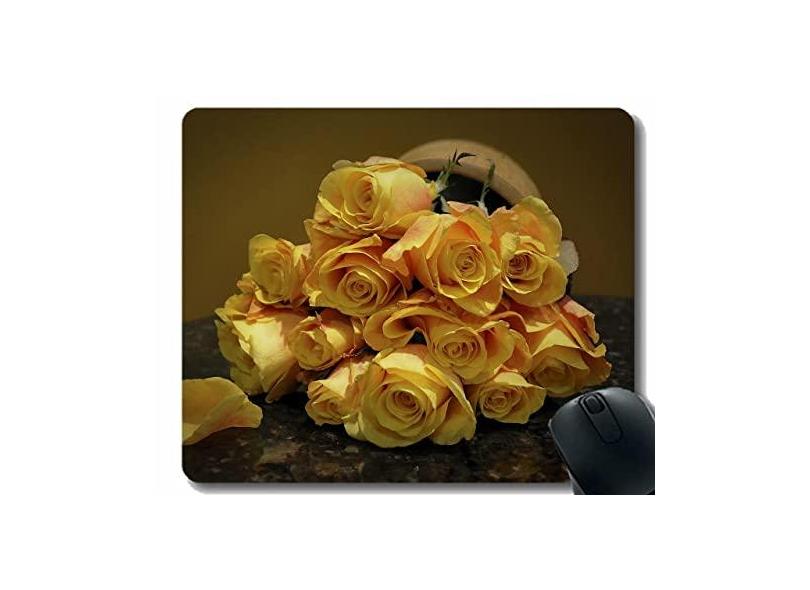 Mouse pad divertido personalizado, mouse pad com pétalas de flores e rosas