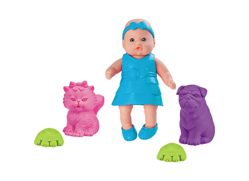 Boneca Bebê Mania Pet Roma Brinquedos