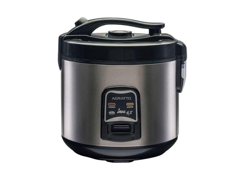 Panela Elétrica de Arroz e Legumes 6 Xícaras Antiaderente 400W Arrozeira Inox Agratto Pai6x