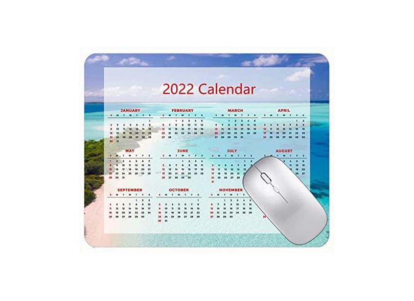 Mouse pad para jogos com calendário 2022, mouse pad para jogos, barcos do mar, praia, ilhas