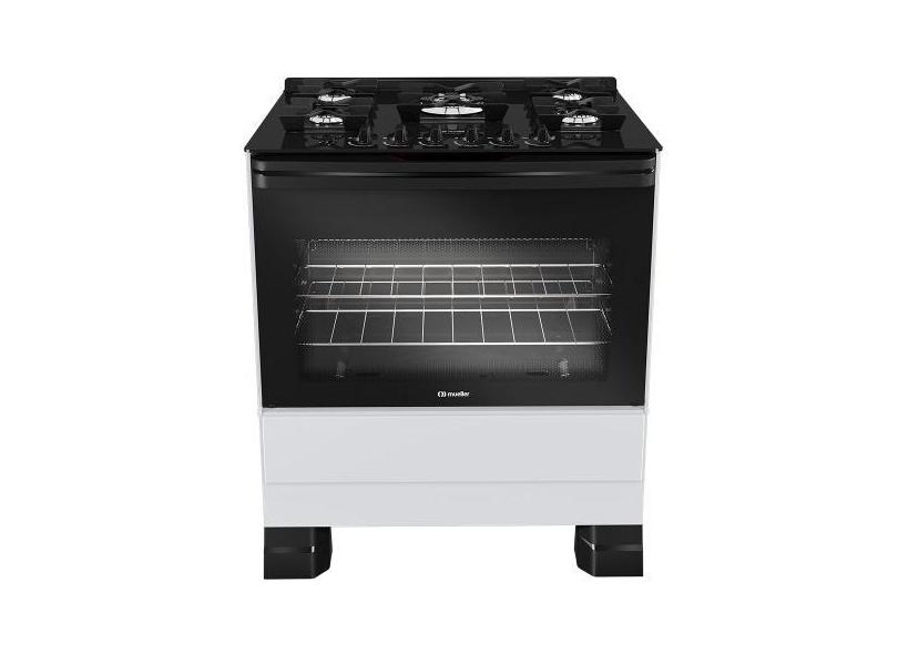 Fogão 5 Bocas a Gás Mueller MFV5BF Mesa de Vidro Acendimento Automátic