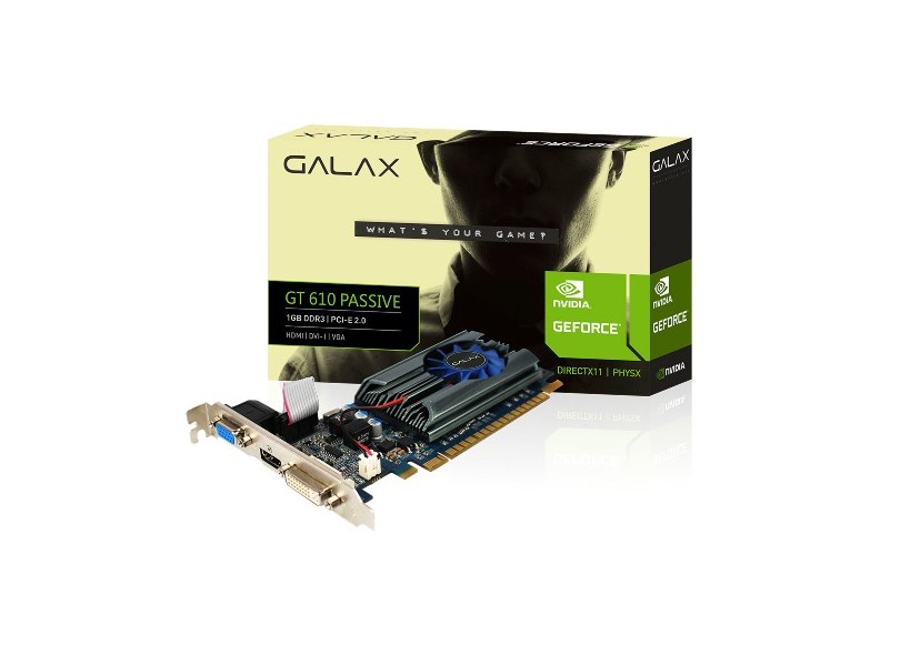 Placa de Video NVIDIA GeForce GT 610 1 GB DDR3 64 Bits Galax 61TGS4HX2LTZ
