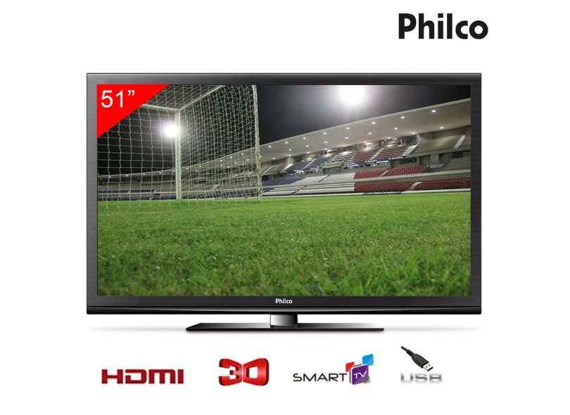 TV Plasma 51" Smart TV Philco 3D 3 HDMI PH51A36PSG