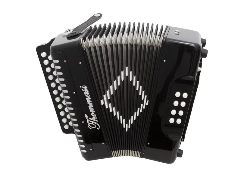 Acordeon 8 Baixos 21 Botões ta 821BS Preto Thommasi com Case