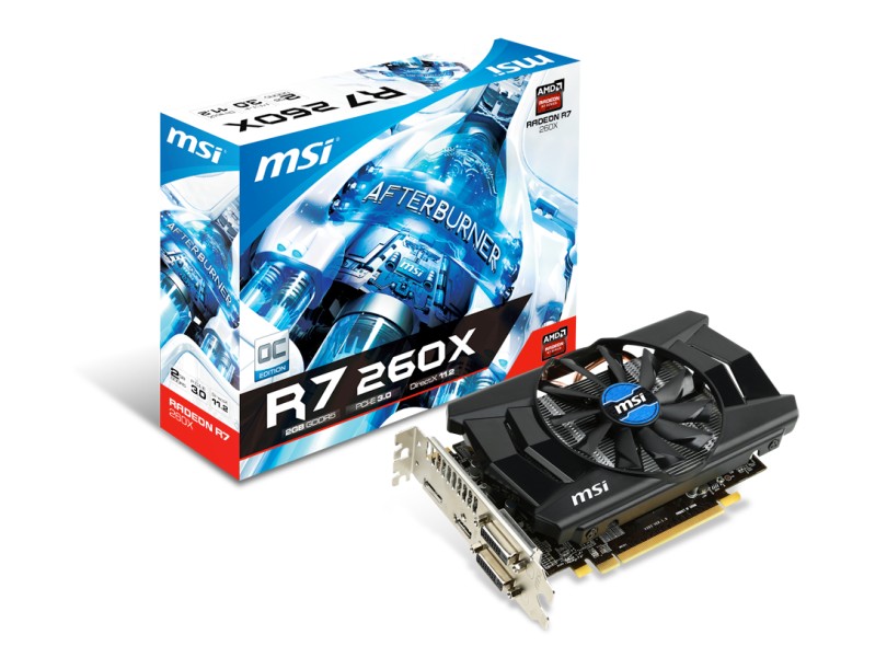 Placa de Video ATI Radeon R7 260X 2 GB DDR5 128 Bits MSI R7 260X 2GD5 OC