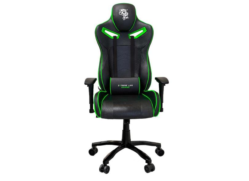 Cadeira Gamer Super Premium Reclinável Preta/Verde - elg