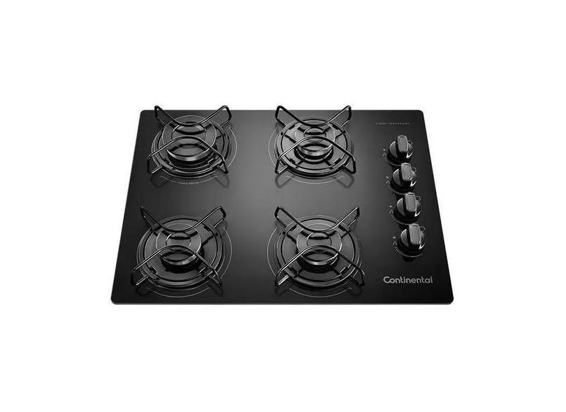 Cooktop 4 Bocas Continental a Gás GLP Preto - KC4GP, Bivolt