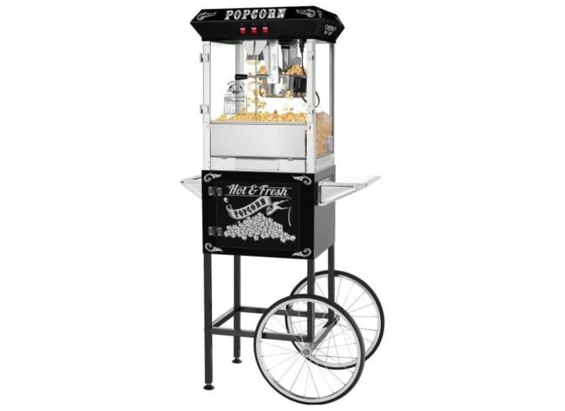 Carrinho de Pipoca Elétrico Retro com Panela de 236 mL, 110V 800W, Popcorn Company, Preto