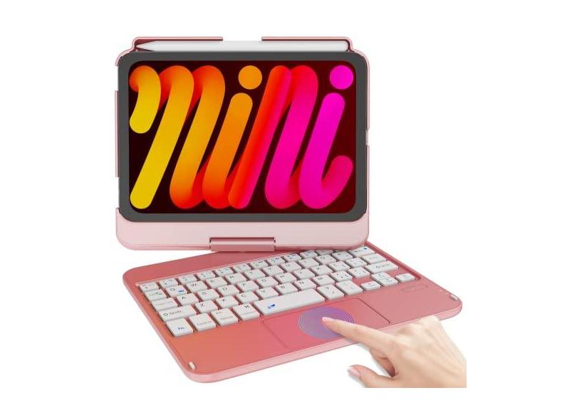 Capa para iPad Mini 6 com teclado, teclado iPad Mini 6ª geração 2021 21.1 cm 6ª geração, capa com teclado touchpad rotativo de 360°, fina e protetora para iPad Mini (6ª geração 2021) Tablet