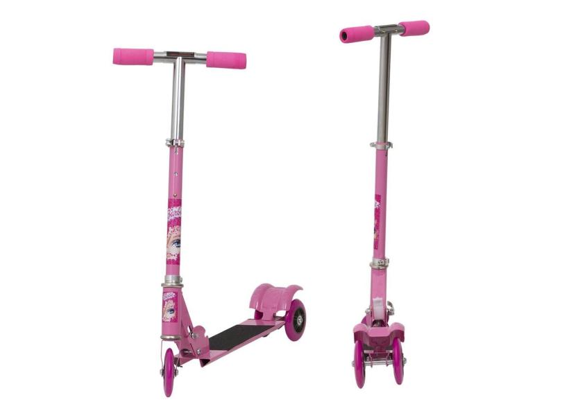 Patinete Menina Barbie 3 Rodas Ajustável Criança de Ferro