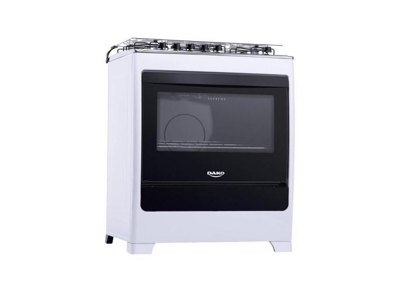 Fogão à Gás Dako Supreme 5 Bocas com Mesa Inox Bivolt - Branco, Bivolt