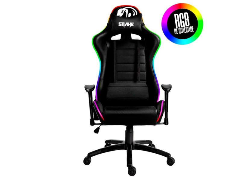 Cadeira Gamer Preta Coral Snake Gaming RGB Led Reclinável - 580