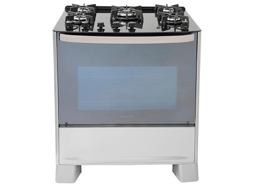 Fogão Suggar Master Grill 5 Queimadores Mesa Vidro Prata Inox 127V FGVMTG511PRIX