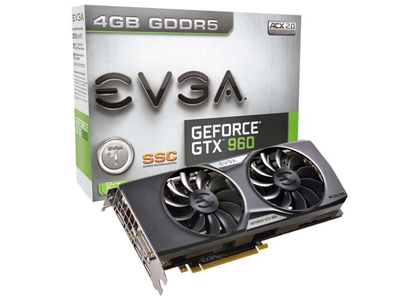 Placa de Video NVIDIA GeForce GTX 960 4 GB DDR5 128 Bits EVGA 04G-P4-3967-KR