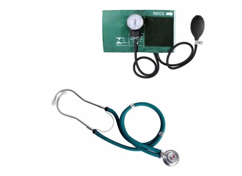 Kit Esfigmomanômetro + Estetoscópio Premium - Verde com o Melhor Preço ...