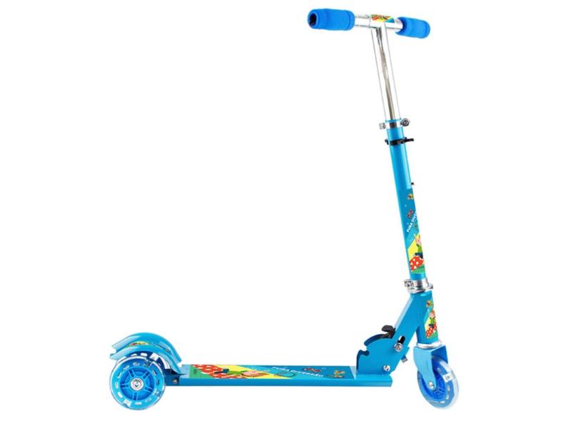 Patinete Infantil Menino Azul 3 Rodas Com Luzes Radical 50Kg