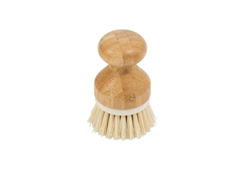 Escova Escovinha Para Limpeza Lavar Tênis Frutas Redonda Macia Bambu M