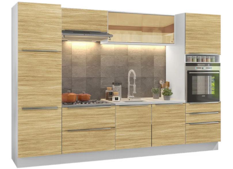 Cozinha Completa 5 Gavetas 9 Portas para Micro-ondas / Forno com vidro Lux Madesa