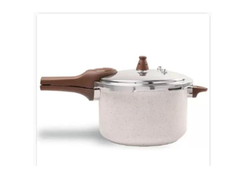 Panela de pressão brinox cerâmic life Pressure com indicação de 6,8 Litros Vanila