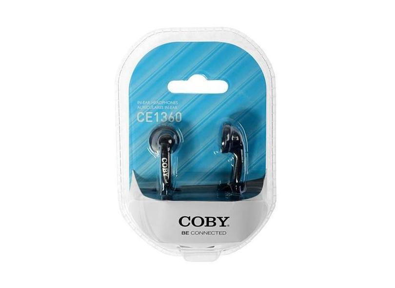 Fone de Ouvido Coby CE1360 com Cabo de 1.2 Metros - Preto