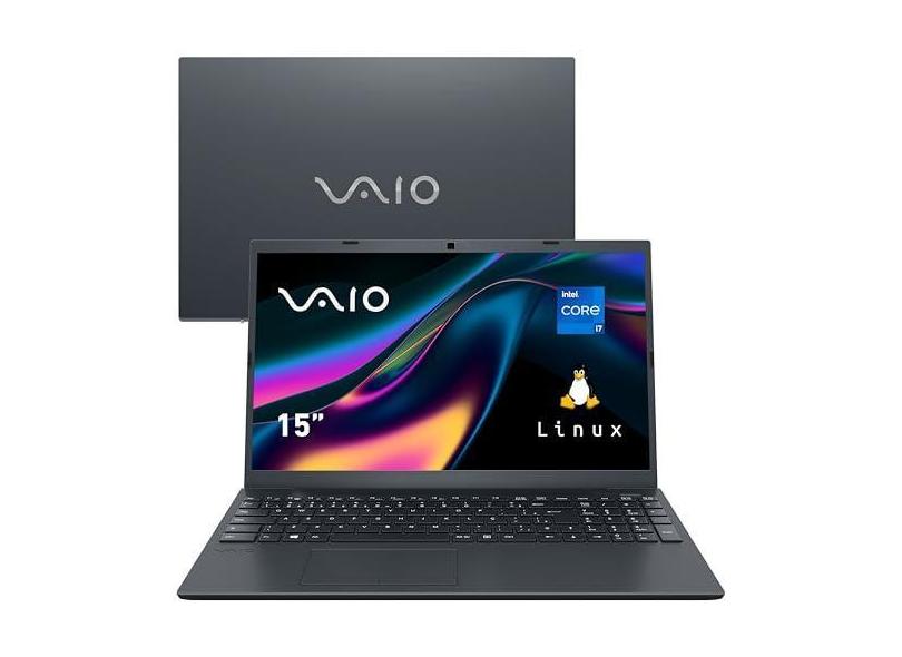 Notebook VAIO FE15, Intel Core i7 12th, 16GB 512GB SSD, Tela 15,6'' Full HD Antirreflexo, Linux - Cinza Grafite, VJFE54F11XB2731H