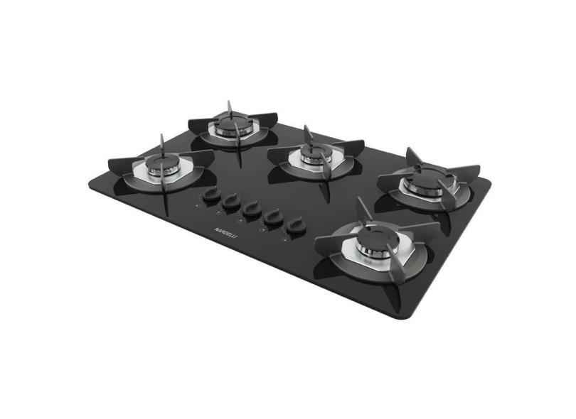 Cooktop Safe Ferro Fundido 5 Bocas A Gás Nardelli Preto Bivolt
