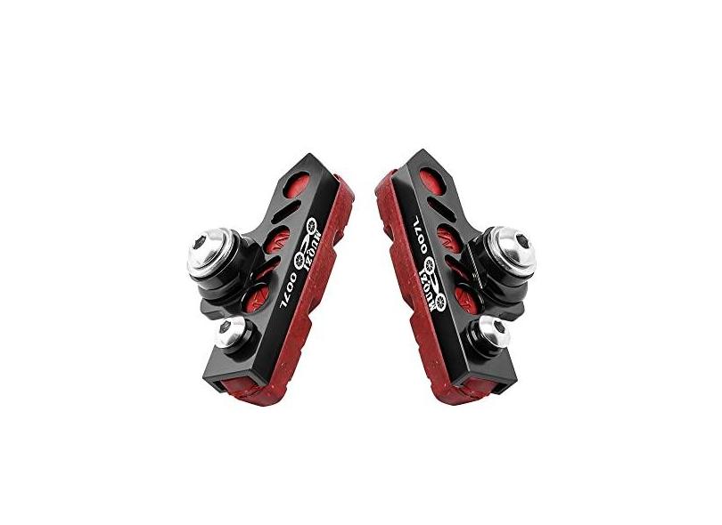 Bicicleta C Paquímetro de freio estendido (conjunto de 2) Aro de fibra de carbono substituível resistente ao desgaste para bicicleta de estrada, MTB, bicicleta dobrável (preto-vermelho)